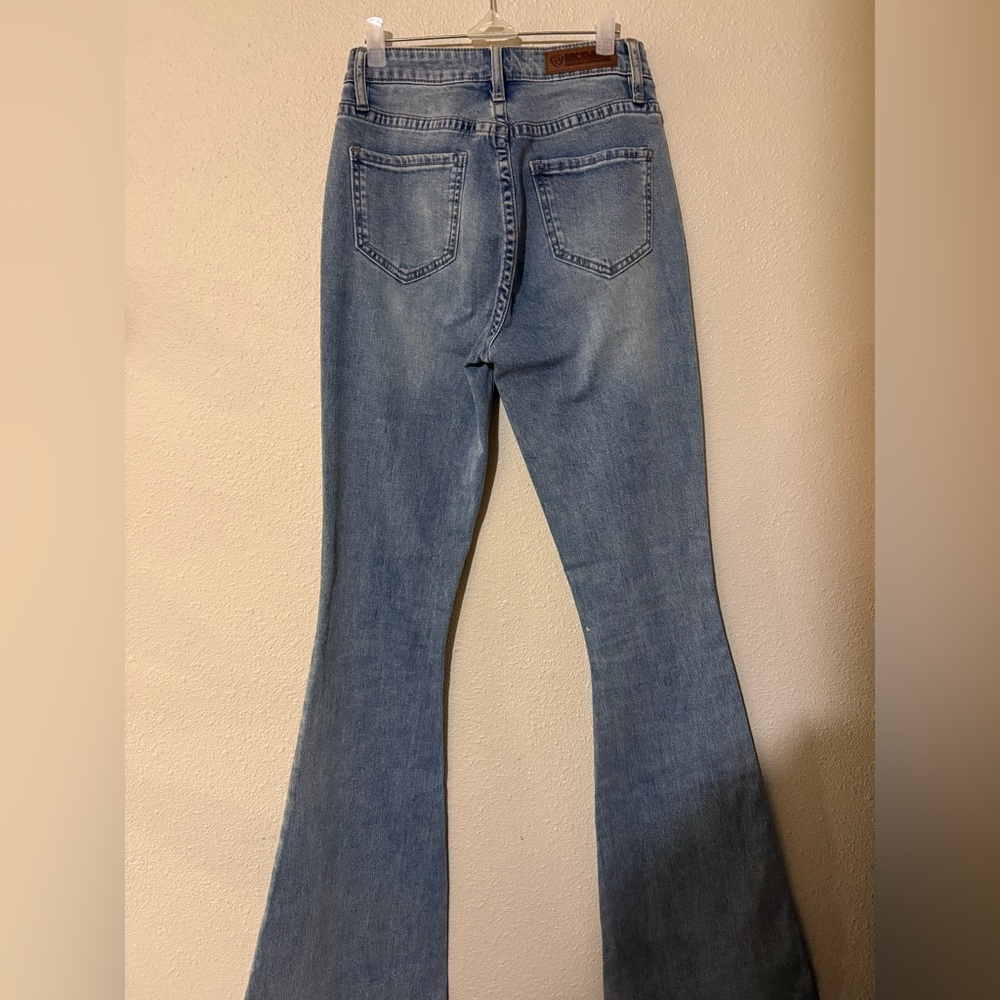 ROCK & ROLL DENIM POCKET FRINGE HIGH RISE FLARE 25 - Picture 7 of 7